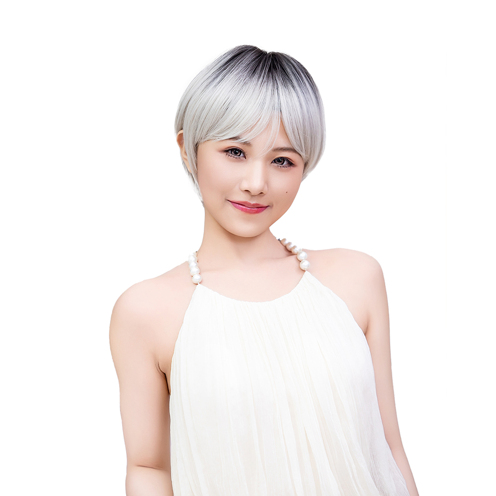 SUN9 ウィッグ ショート ストレート カツラ wig かつら女性 コスプレ ロリータ ウィッグ女装 レディース フルウィッグ 小顔 自然 耐熱 ネット ギフト ボックス付 シルバーグレー