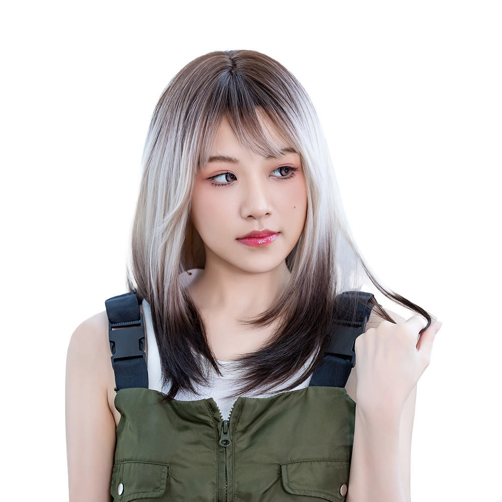 SUN9 ウィッグ ロング ストレート カツラ wig かつら女性 コスプレ ロリータ ウィッグ女装 レディース フルウィッグ 小顔 自然 耐熱 ネット ギフト ボックス付 ベージュグラデーション