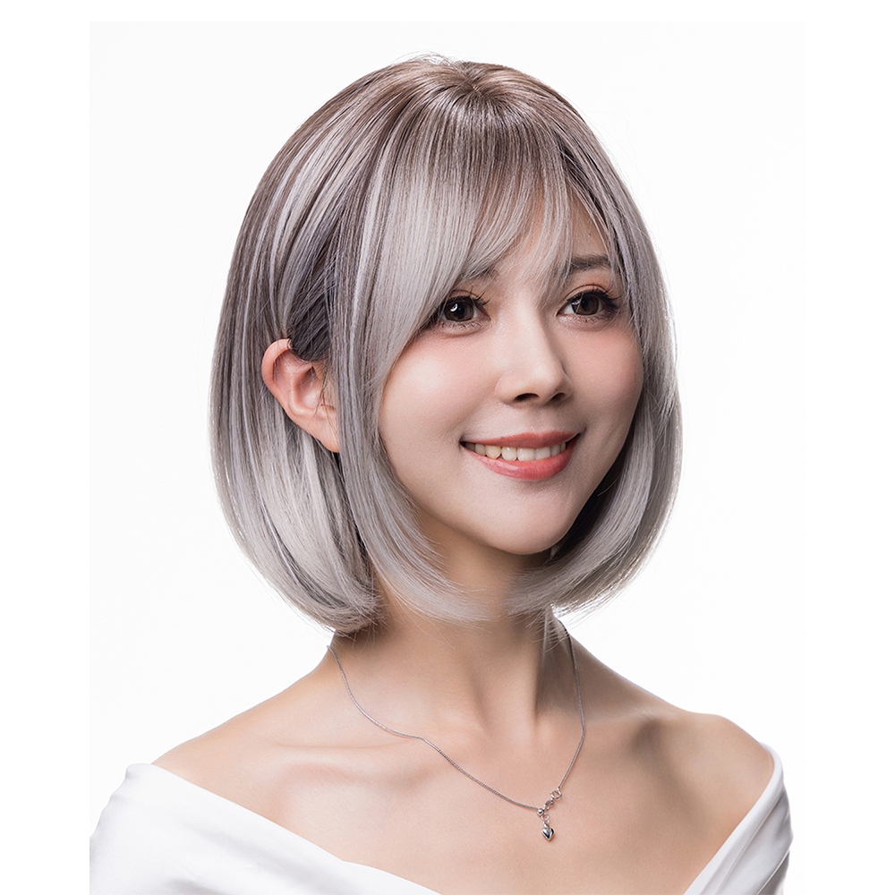 SUN9 ウィッグ ショート ストレート カツラ wig かつら女性 コスプレ ロリータ ウィッグ女装 レディース フルウィッグ 小顔 自然 耐熱 ネット ギフト ボックス付 シルバーゴールド
