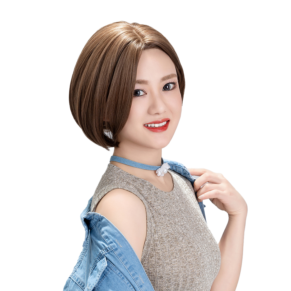 SUN9 ウィッグ ショート ストレート カツラ wig かつら女性 コスプレ ロリータ ウィッグ女装 レディース フルウィッグ 小顔 自然 耐熱 ネット ギフト ボックス付 ナチュラルブラウン