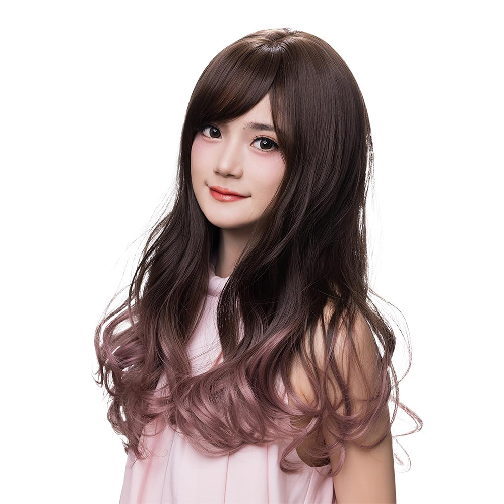 SUN9 ウィッグ ロング カツラ wig かつら女性 コスプレ ロリータ カール 巻き髪 ウィッグ女装 レディース フルウィッグ 小顔 自然 耐熱 ネット ギフト ボックス付 グラデーションパープル